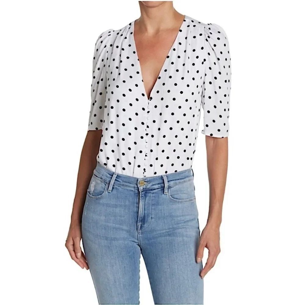 New AFRM White and Black Polka Dot Bodysuit